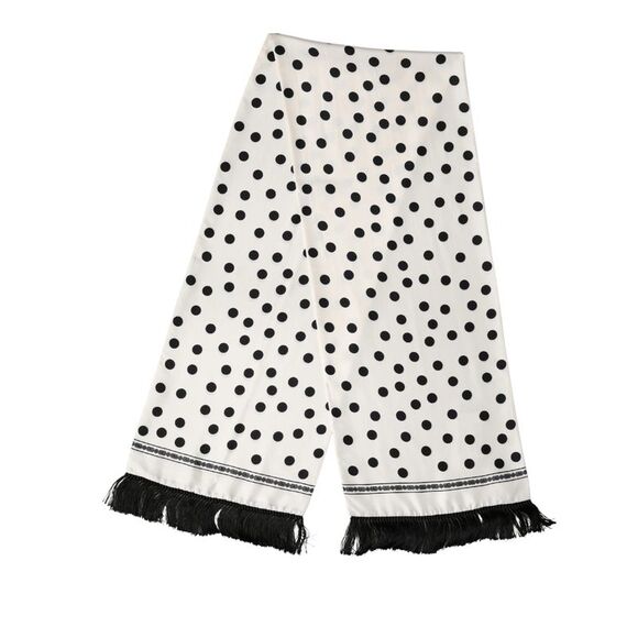 Dolce & Gabbana White Black Polka Dot Neck Wrap Foulard 165.5cmx32cm Men's Scarf